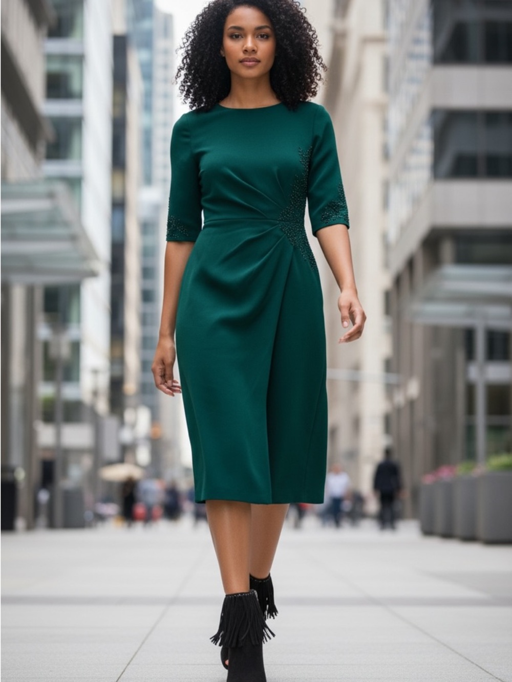 Prada Brown Fringe Peep-Toe Ankle Booties - Picture 3 of 6